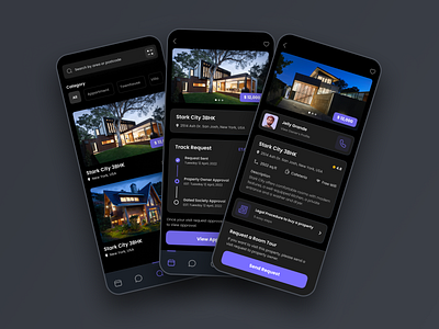 House Buying App 3d animation app branding buy dark mode dark ui design graphic design house illustration logo motion graphics sell ui ux vector