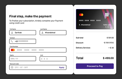 Credit card checkout dailyui design designinspiration prototyping typography ui uidesign
