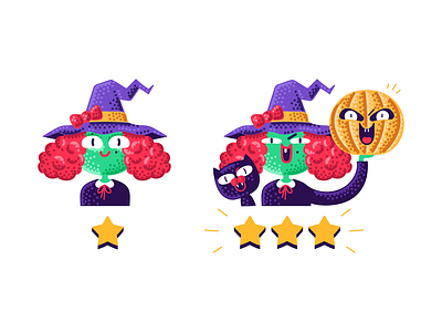 Witch app cat character design haloween illustration mobile app pumpkin voodoo witch