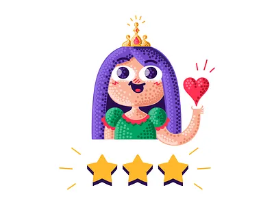 Princess app character design crown heart illustration mobile app princess