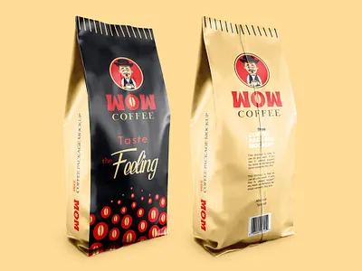 Wow Coffee packaging design bags beans brand branding coffee cup drink feeling food happy lettermark logo logodesign love monogram packaging shop taste tea
