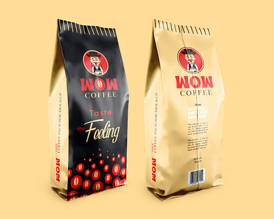 Wow Coffee packaging design bags beans brand branding coffee cup drink feeling food happy lettermark logo logodesign love monogram packaging shop taste tea