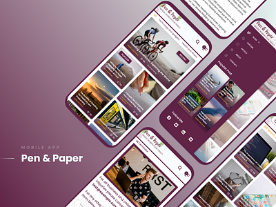 Blog website | Pen & Paper | Mobile App blog app mobile app ui