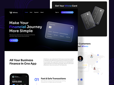 Winno - Finance Landing Page banking branding dashboard design finance financial illustration landingpage logo mobileapp productdesign ui ux webdesign