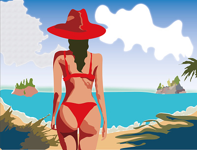 Девушка на острове branding design graphic design illustration motion graphics vector