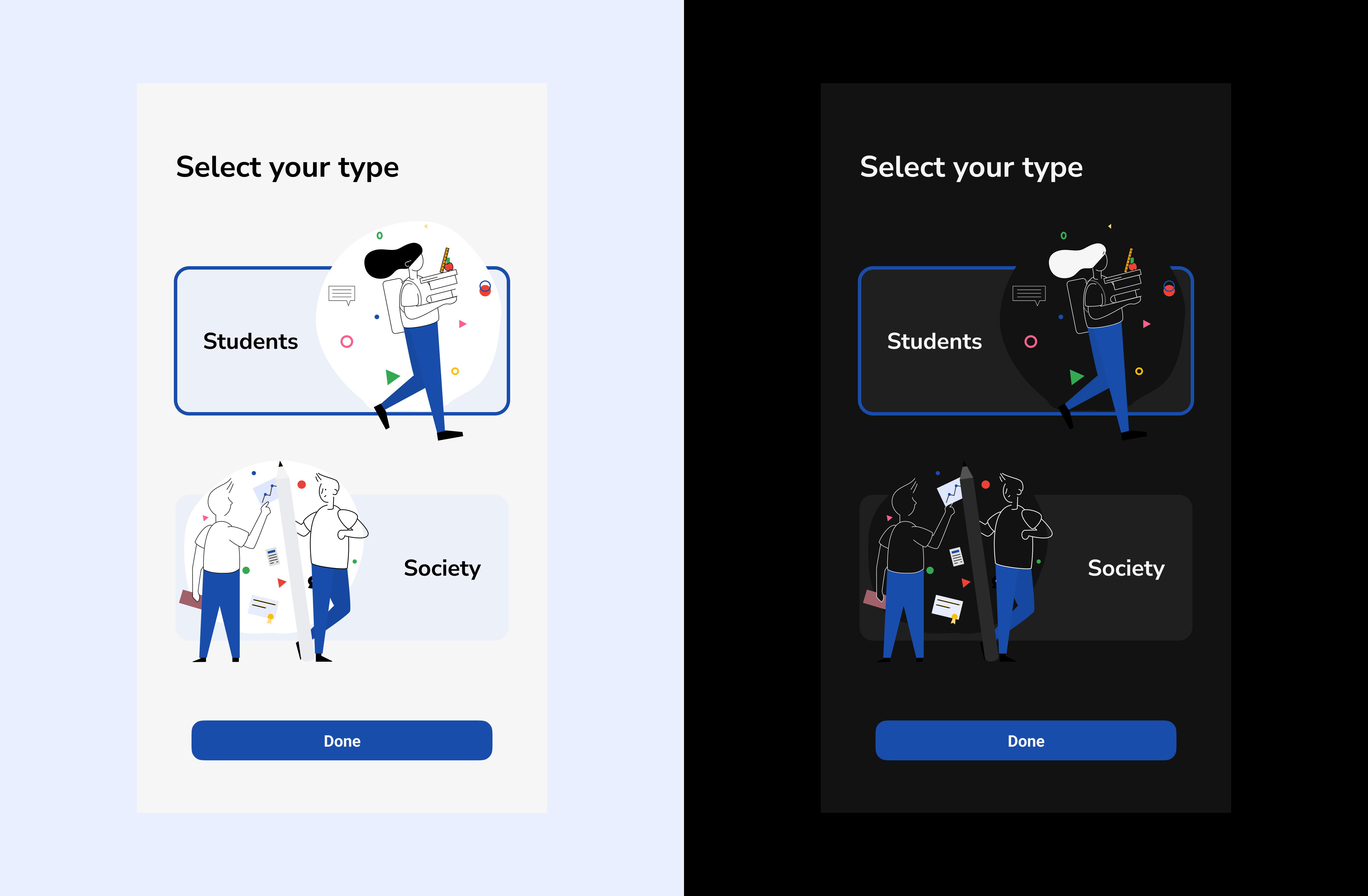 Preference Selection android app branding choose preference clean ui dark dark theme design graphic design illustration ios mobile app preference search ui uiux ux vector