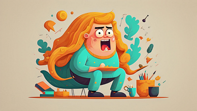 2d Flat illustrations and Cartoon characters adorable protagonist
