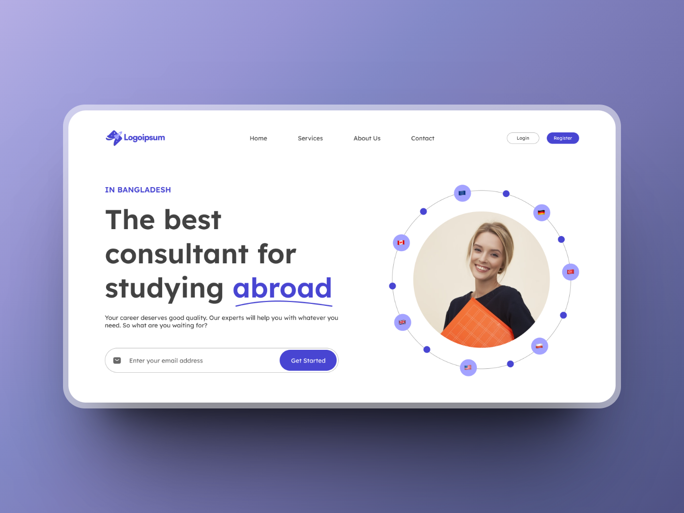 Study Abroad (Hero Section) abroad design education graphic design typography ui user experience user interface ux web design website