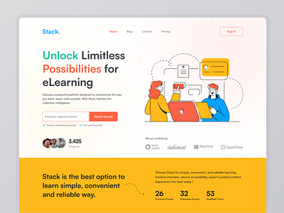 Online Learning Web Landing Page design education education landing education website header serction hero landing landing page learning learning landing learning website modern orange ui ui ui design ui ux web web landing page web ui yollow ui