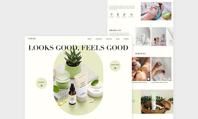 Natura self care products cosmetic products cosmetics design elegant green landing page self care skin care skin care products ui ux website design