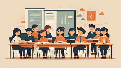 2D Flat illustrations for School Books visual learning