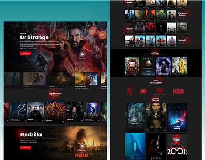 Movie website design dark web design designer figma film hero page design landing page design mobile app mockup movie photo shop ui ui design uiux ux ux design ux ui uxui designer web website