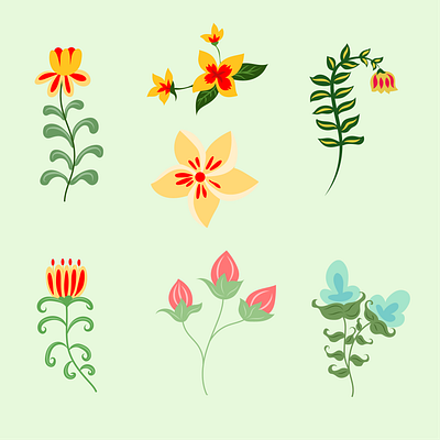 collection flower flower graphic design illustration leaves pattren