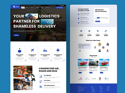 Logistic Landing Page Website cargo company delivery hero section homepage landing page logistics logistics company minimal services shipping website transfer transport transport company ui ui design uiux web design website website design