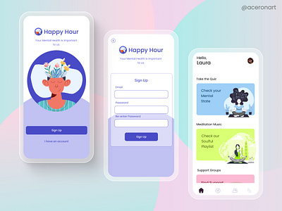 Mental Health App app branding design figma illustration logo ui ux vector