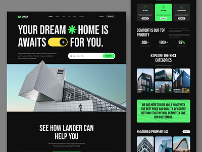 Real Estate Website Design - Lander colorful design homepage landing page modern property sell real estate uihut web design web template webdesign webflow webflow designer website website design website ui