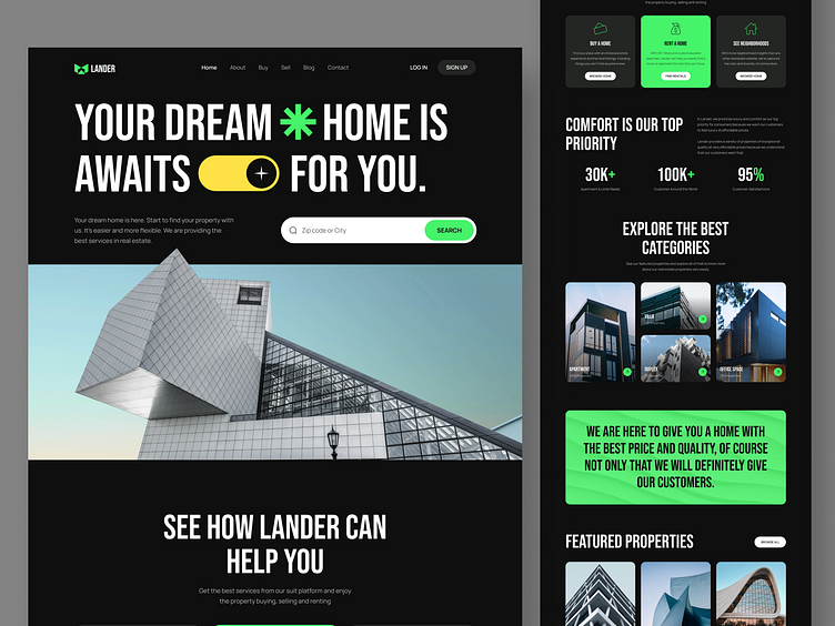 Real Estate site Design Lander by Sajib Rahman for UIHUT UI UX