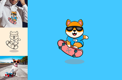 Skateboard DOGE blueshirt dog with glasses doge dogecoin doglogo dogwithskateboard funnylogo funnymascot gang gangdog glasses hoodie logo mascot mascotlogo shiba skateboard skateboarddog skateboardlogo sport dog