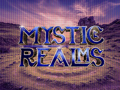 Mystic Realms logo 3d adventure branding challenge design fantasy game gaming graphic design logo magic splash screen typography