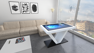 Interactive tables with large touchscreen panels 3d blender industrial design interactive screen product design