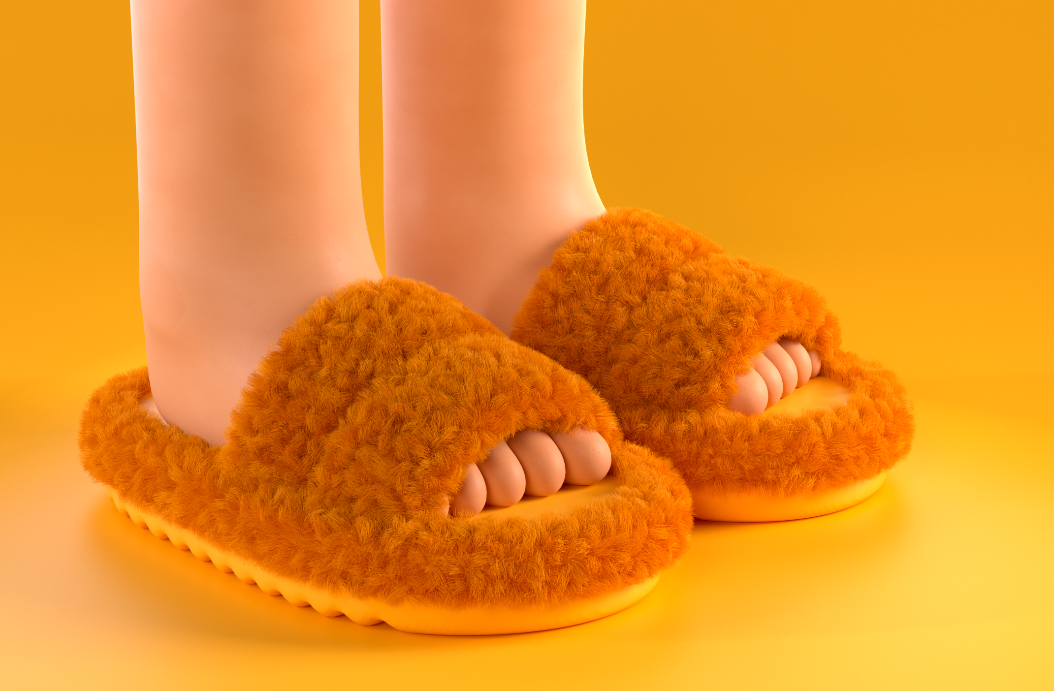 Furry Slippers 3d 3d modeling c4d cinema4d design furry slipper graphic design octane product design slipper