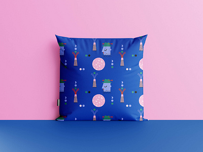 Sagittarius Pattern On Blue/textile astrology blue branding design fabric home decoration illustration interior design moon pattern pillow pink sagittaruis strawberry moon textile vector