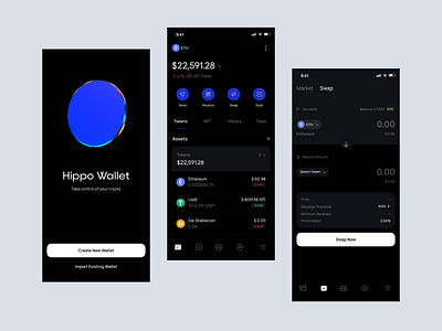 Web3 Wallet APP Design 3d in web3 crypto design digital product swap app ui wallet app