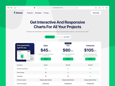 Domen - Pricing Plan business chart cost dashboard feature landing page list plans price pricing pricing plan pro purchase saas subscribtion web web design webdesign website widgets