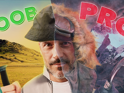 "NOOB hiker vs PRO alpinist" thumbnail #photoshop #blender3d 3d art blender graphic design photoshop prevew thumbnail