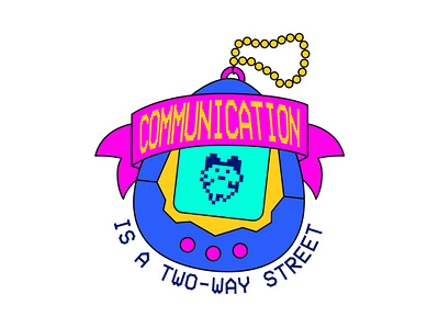 Communication Is A Two-Way Street 90s badge buttons chain communicate communication electronics friend interaction key chain keychain screen tamagotchi toy