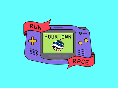 Run Your Own Race advance badge blue shell bluey game gameboy gameboy advance kart mario mario kart pokemon race shell
