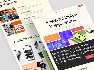 Concept for a landing page for a digital design studio. design hero immersive