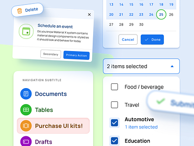 Experience Futuristic Material-X Styled Components with UI Kit app button buttons design dialog figma material menu modal navigation pop popup select selected templates ui ui kit up ux web