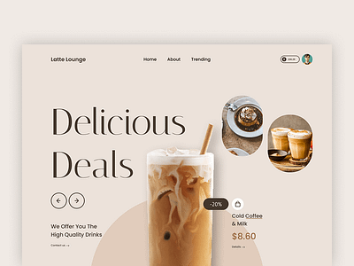 Latte Lounge: Cafe website UI Design cafe e commerce landing page ui website