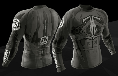 Rashguard design - No.1 "Сyber sharks" 3d clothing bjj brand design brutalism design fashion fightwear illustration jiu jitsu logo