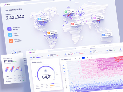 Orion UI kit – data visualization and charts templates for Figma 3d analytics animation chart dashboard dataviz desktop heatmap hex hexagons infographic location map statistic table template treemap ui ux widgets