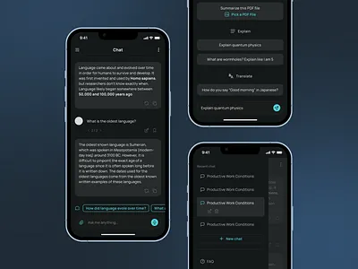 Chatbot App - Dark Mode app chatbot dark mode design mobile ui