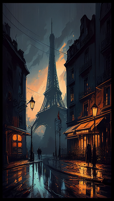 Midnight in Paris: A Glimpse of the Eiffel Tower digitalart