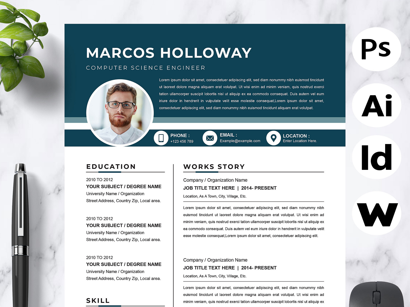 Computer Science Engineer Cv Template by Attractive Resume on Dribbble