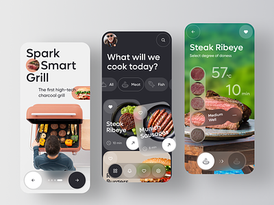 Spark Grill - Intelligent Barbecue app bbq cooking design efood food foodie foodtech grill iot kitchen mobile smarthome tech technology uxdesign