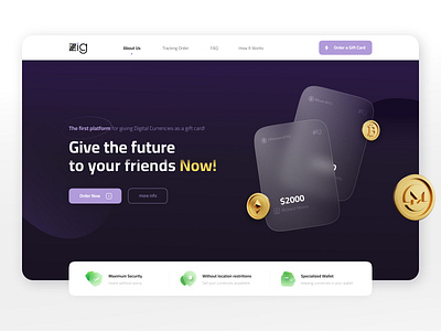 Zig Website Design: Landing Page / Home Page UI bitcoin blockchain crypto cryptocurrency ethereum gift giftcard landing page landing ui minimal design responsive ui ui design ui ux ux web design