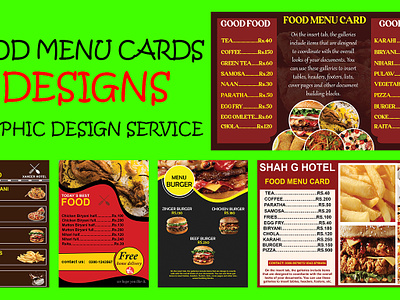 Food Menu Cards Design. adobe illustrator adobe photoshop banner adds brouchers flyers food menu cards graphic design menu designs