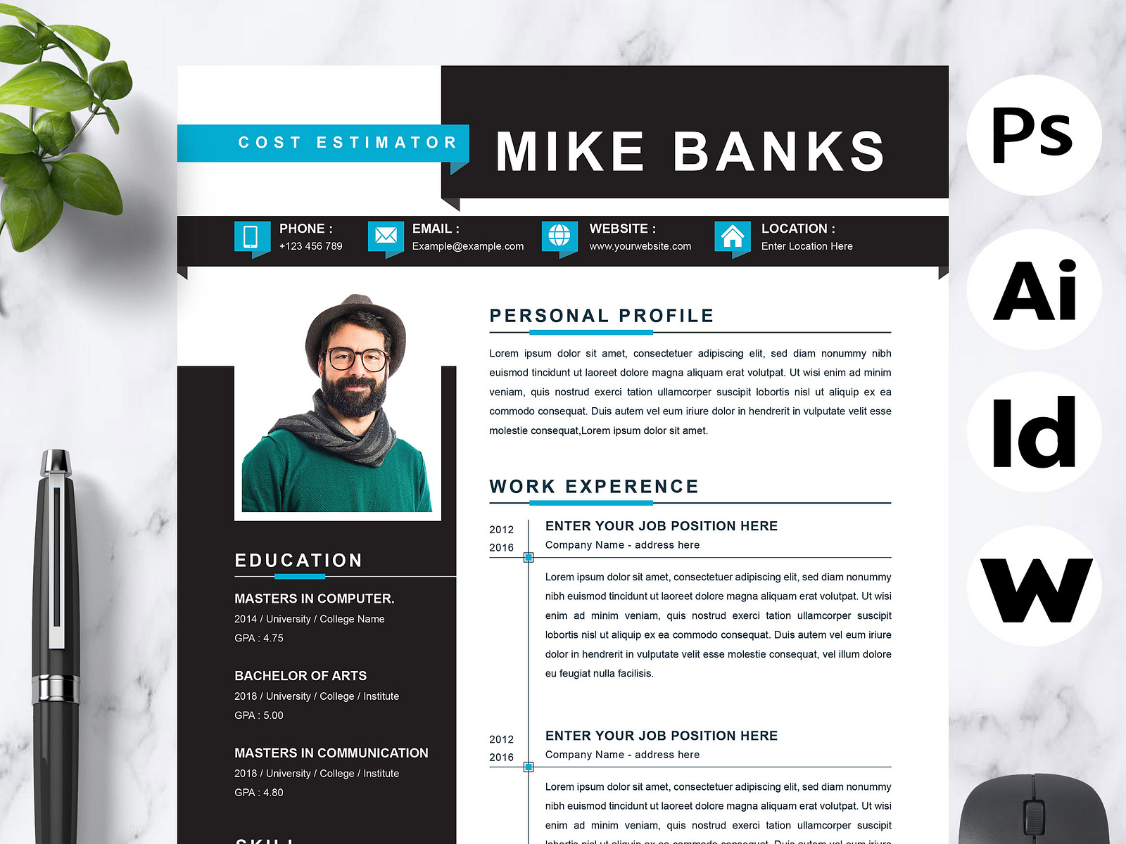 Cost Estimator Resume Template by Attractive Resume on Dribbble