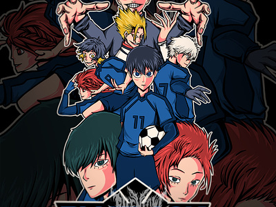 BlueLock Character anime apparel bluelock branding graphic design illustration japanase manga merchandise soccers tee tshirt vector