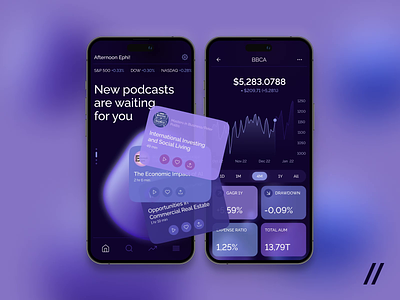 Investment Guide App (iOS, Android) android app branding design guide illustration investment ios logo mobile online podcasts purrweb stock ui ux