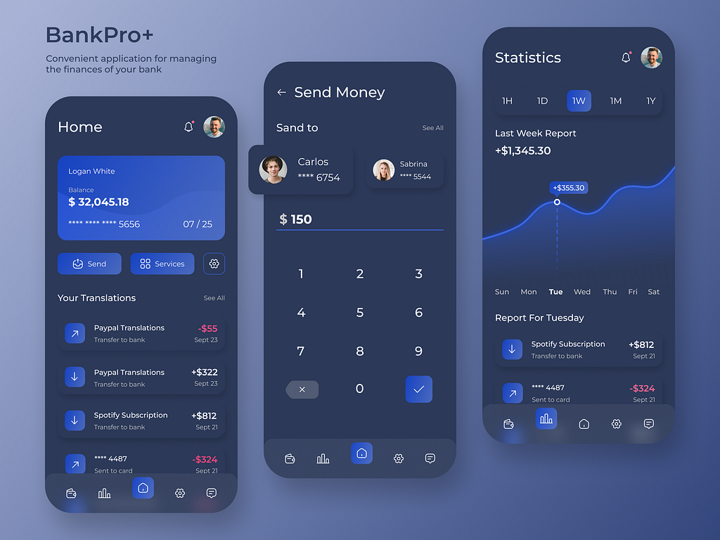 BankPro+ - banking application by Mykola Spitsyn on Dribbble