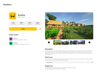 MineStore - Sell and Distribute Minecraft Content design digital products minecraft mods sell shop store ui ux