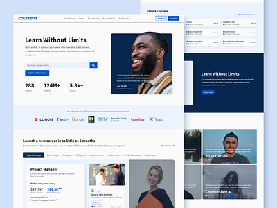 Coursera E-Learning Website Redesign: UX/UI Landing Page online course