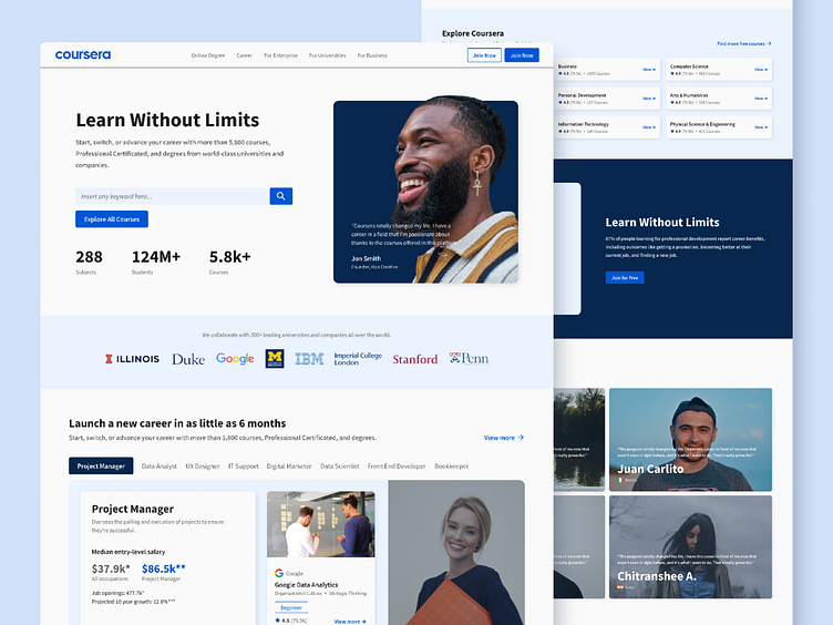 Coursera E-Learning Website Redesign: UX/UI Landing Page by Kevin Kwok ...