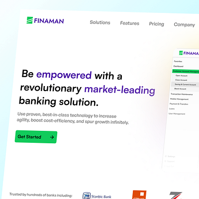 Finaman Banking Solution Website bank banking design hero section light mode logo ui web page website